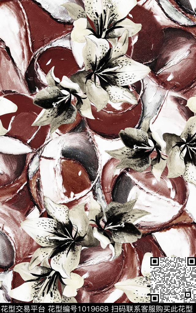 数码华亿平台民族风抽象数码印花华亿平台下载（图片编号: 1019668） - 瓦栏（Walan）