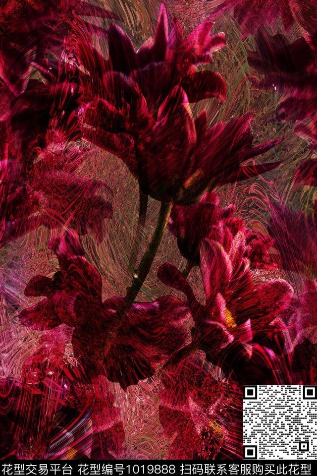 数码华亿平台花卉女装数码印花华亿平台下载（图片编号: 1019888） - 瓦栏（Walan）