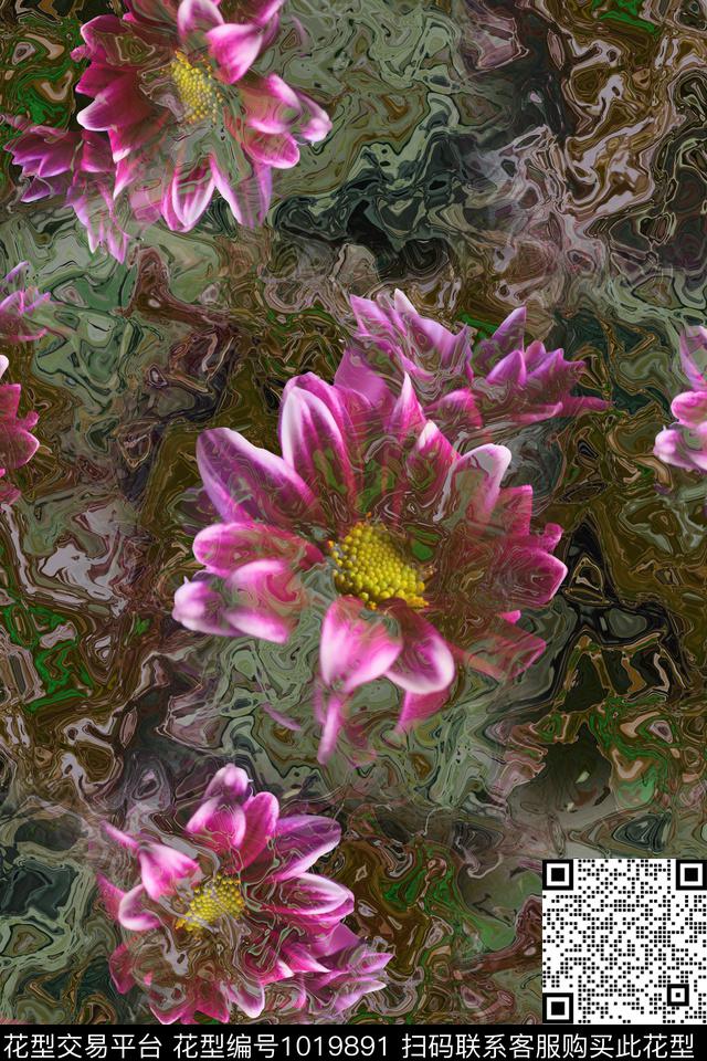 数码华亿平台花卉女装数码印花华亿平台下载（图片编号: 1019891） - 瓦栏（Walan）