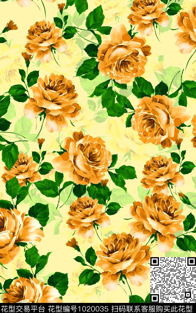 牡丹手绘风格时尚清新传统印花华亿平台下载（图片编号: 1020035） - 瓦栏（Walan）