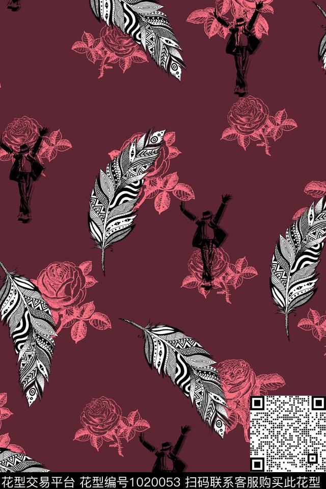 男装剪影休闲风数码印花华亿平台下载（图片编号: 1020053） - 瓦栏（Walan）