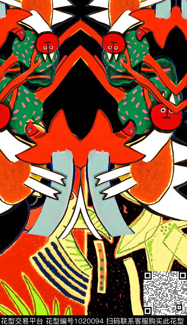 数码华亿平台民族风定位花数码印花华亿平台下载（图片编号: 1020094） - 瓦栏（Walan）