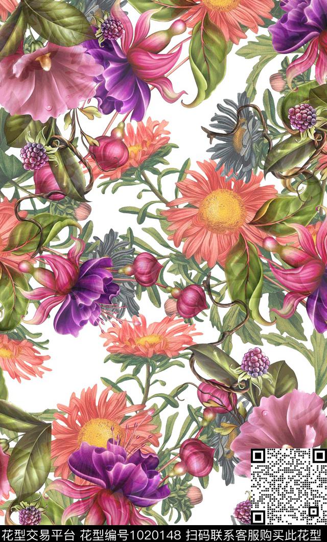 数码华亿平台花卉欧洲数码印花华亿平台下载（图片编号: 1020148） - 瓦栏（Walan）