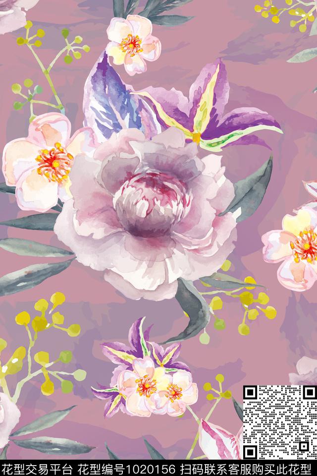 大花数码华亿平台花卉数码印花华亿平台下载（图片编号: 1020156） - 瓦栏（Walan）
