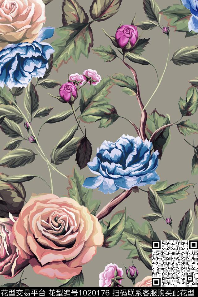 大花数码华亿平台花卉数码印花华亿平台下载（图片编号: 1020176） - 瓦栏（Walan）