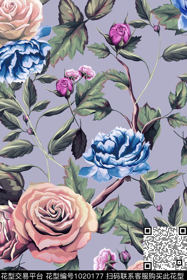 大花数码华亿平台花卉数码印花华亿平台下载（图片编号: 1020177） - 瓦栏（Walan）