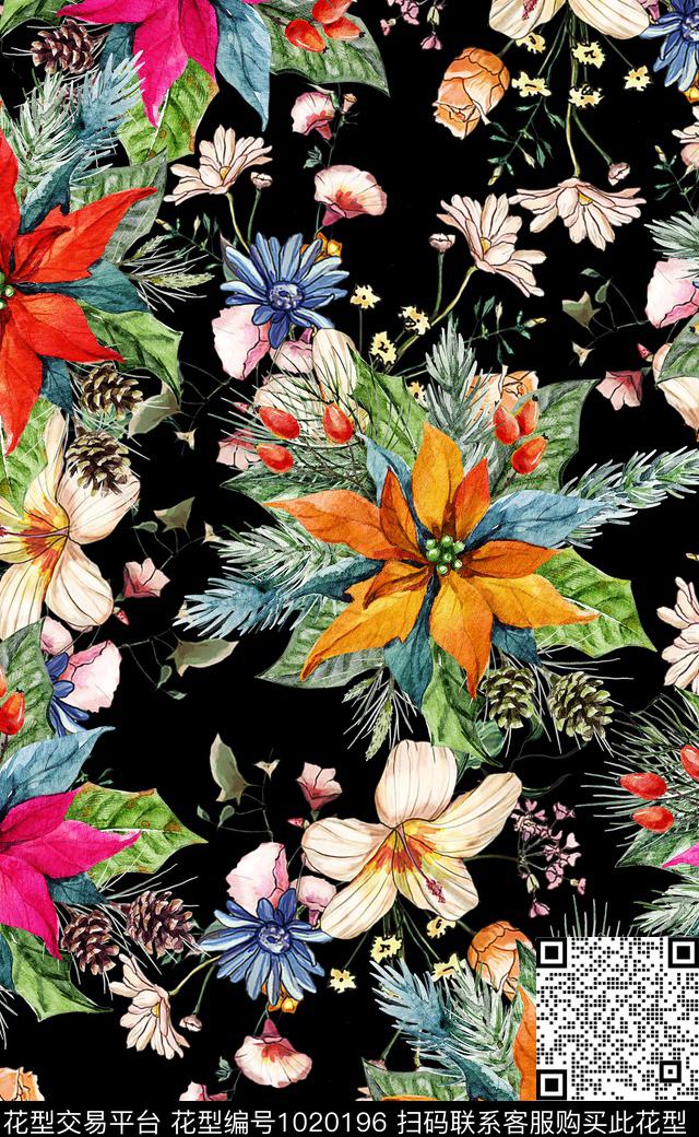 数码华亿平台秋冬华亿平台花卉数码印花华亿平台下载（图片编号: 1020196） - 瓦栏（Walan）