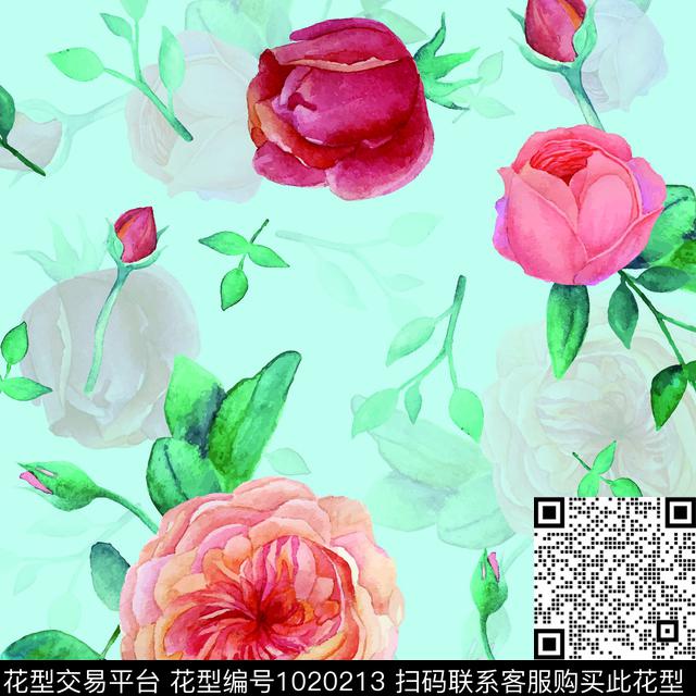 数码华亿平台小碎花月季花数码印花华亿平台下载（图片编号: 1020213） - 瓦栏（Walan）