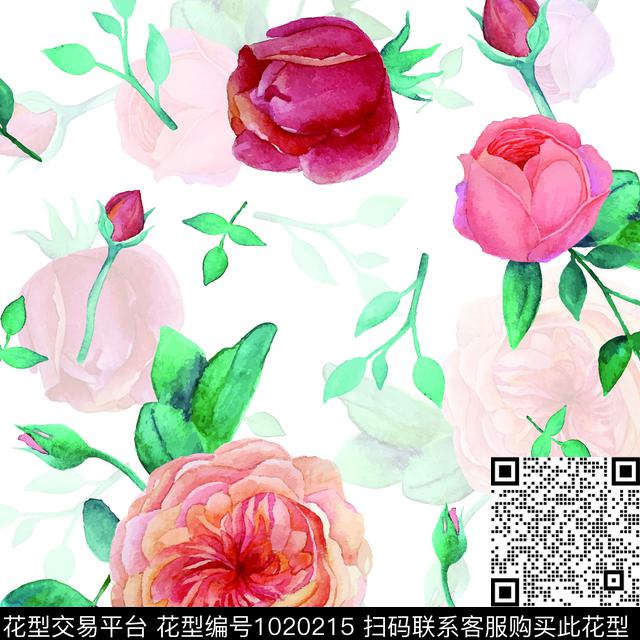 数码华亿平台小碎花月季花数码印花华亿平台下载（图片编号: 1020215） - 瓦栏（Walan）