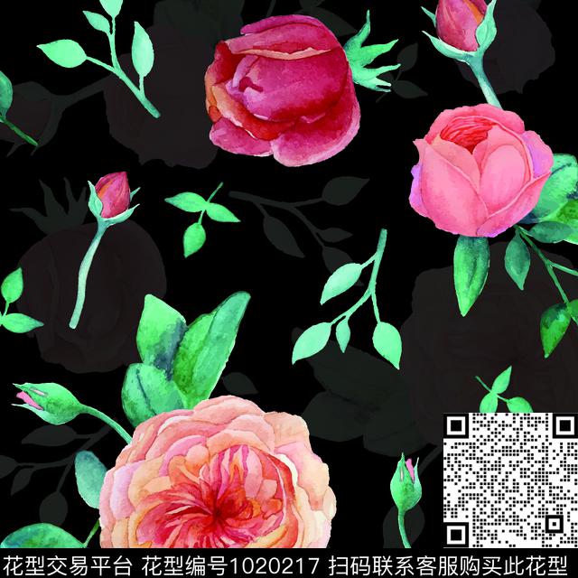 数码华亿平台小碎花月季花数码印花华亿平台下载（图片编号: 1020217） - 瓦栏（Walan）