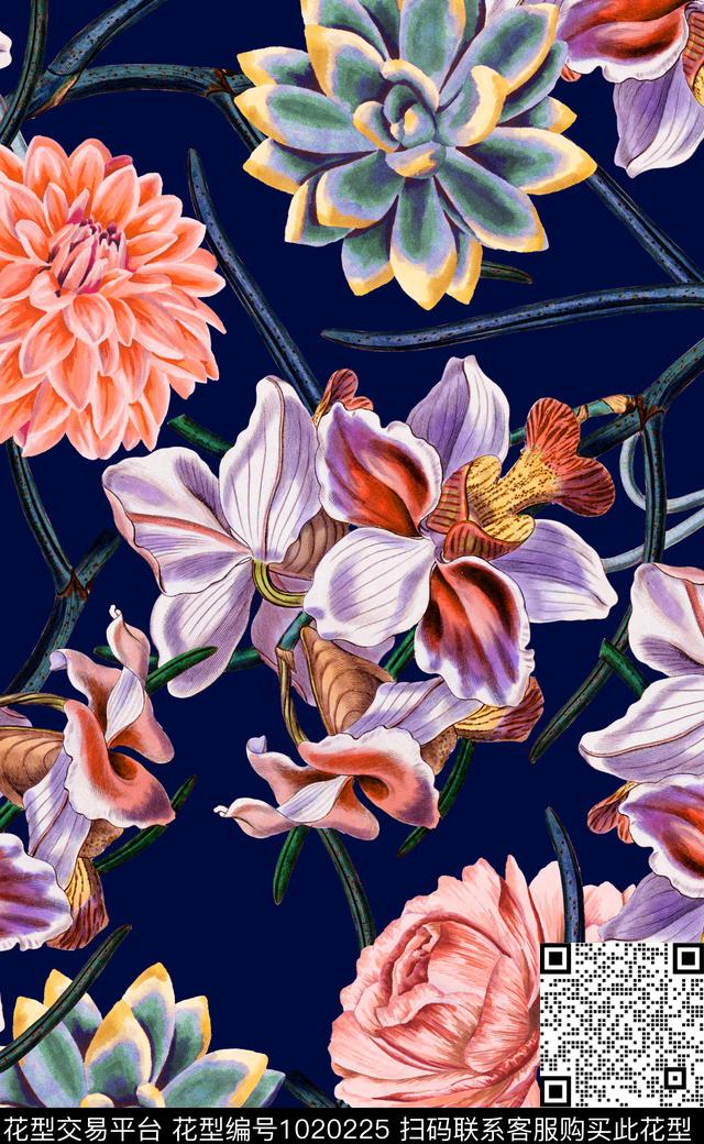 数码华亿平台秋冬华亿平台花卉数码印花华亿平台下载（图片编号: 1020225） - 瓦栏（Walan）