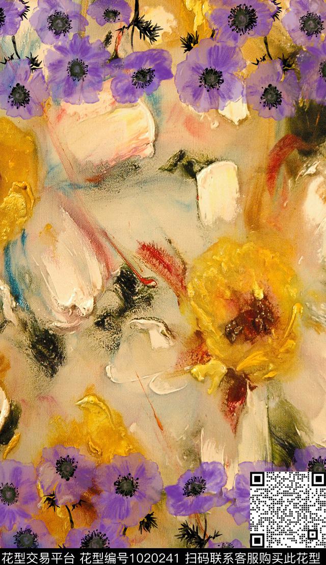 数码华亿平台民族风定位花数码印花华亿平台下载（图片编号: 1020241） - 瓦栏（Walan）