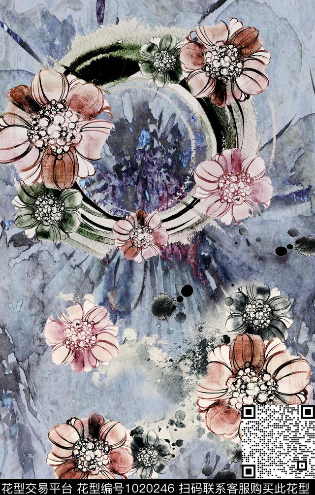 数码华亿平台民族风定位花数码印花华亿平台下载（图片编号: 1020246） - 瓦栏（Walan）