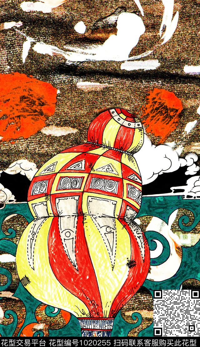 数码华亿平台民族风笔触数码印花华亿平台下载（图片编号: 1020255） - 瓦栏（Walan）
