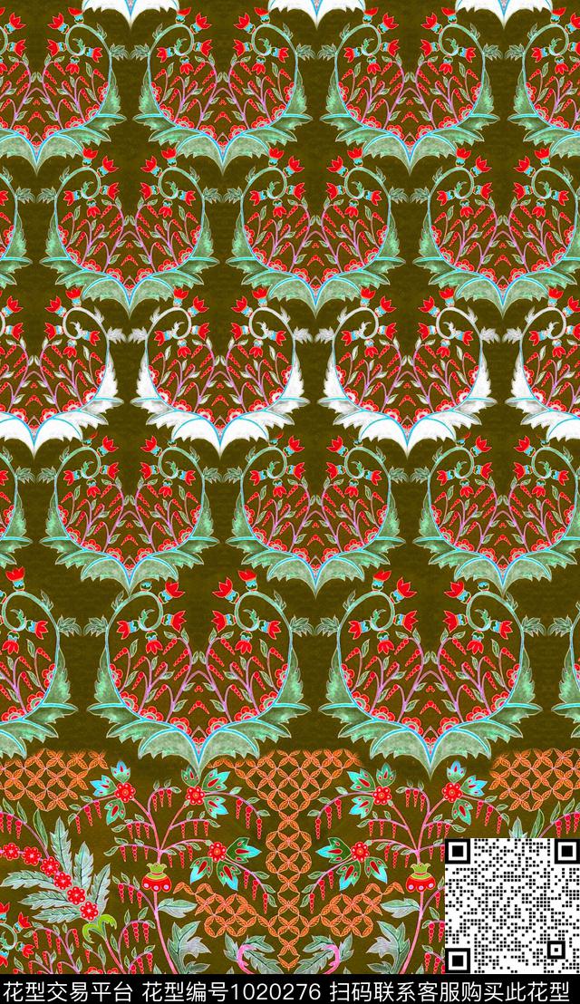 数码华亿平台民族风定位花数码印花华亿平台下载（图片编号: 1020276） - 瓦栏（Walan）