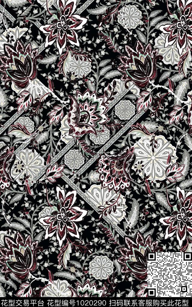 数码华亿平台抽象大牌风数码印花华亿平台下载（图片编号: 1020290） - 瓦栏（Walan）