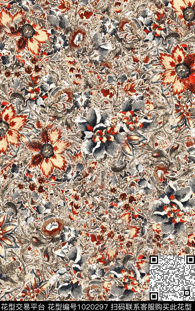 数码华亿平台抽象大牌风数码印花华亿平台下载（图片编号: 1020297） - 瓦栏（Walan）