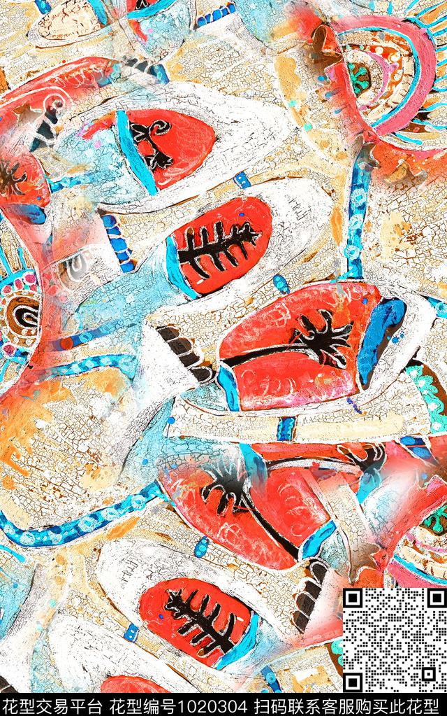 数码华亿平台花卉笔触数码印花华亿平台下载（图片编号: 1020304） - 瓦栏（Walan）