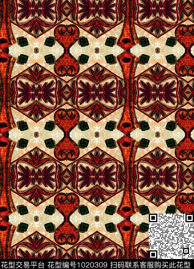 数码华亿平台民族风欧洲数码印花华亿平台下载（图片编号: 1020309） - 瓦栏（Walan）