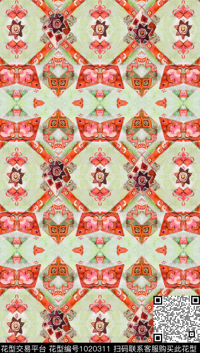 数码华亿平台民族风欧洲数码印花华亿平台下载（图片编号: 1020311） - 瓦栏（Walan）