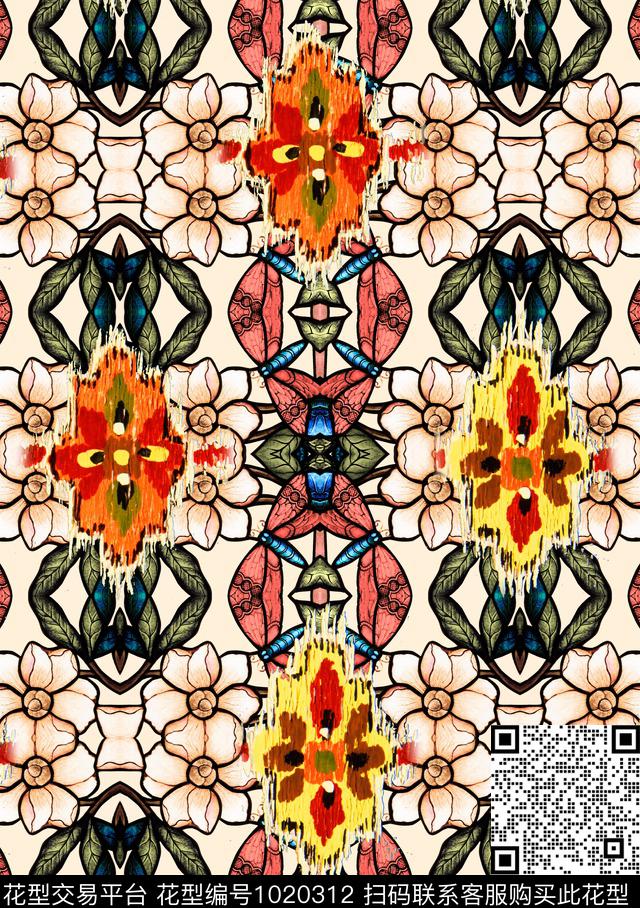 数码华亿平台民族风欧洲数码印花华亿平台下载（图片编号: 1020312） - 瓦栏（Walan）