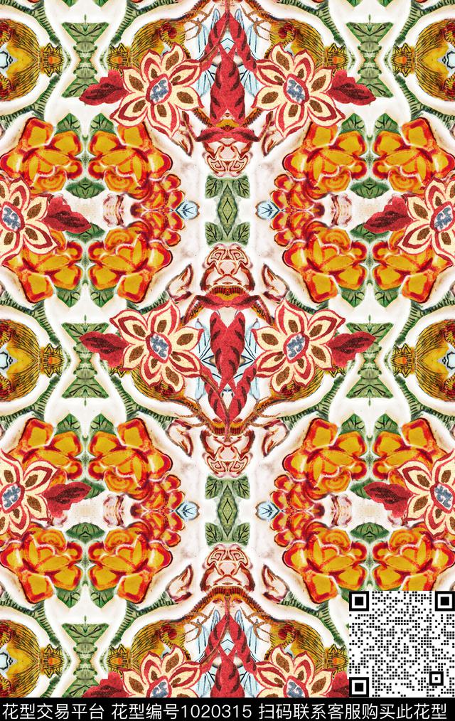 数码华亿平台民族风欧洲数码印花华亿平台下载（图片编号: 1020315） - 瓦栏（Walan）