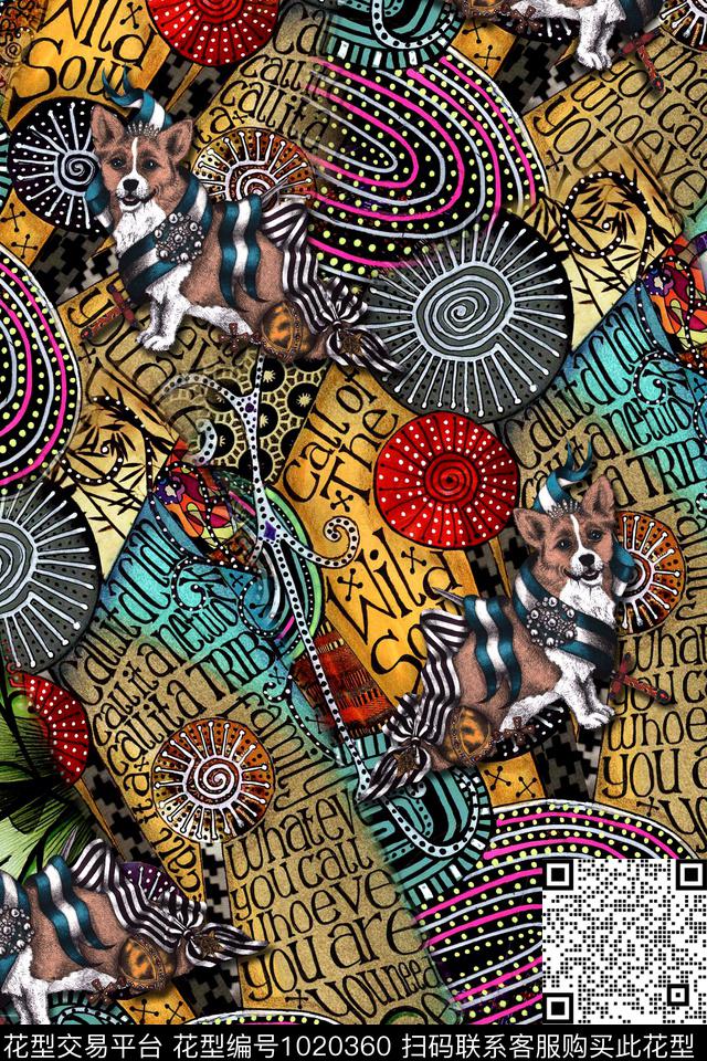 字母休闲几何数码印花华亿平台下载（图片编号: 1020360） - 瓦栏（Walan）