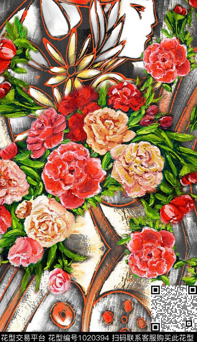 民族风花卉定位花数码印花华亿平台下载（图片编号: 1020394） - 瓦栏（Walan）