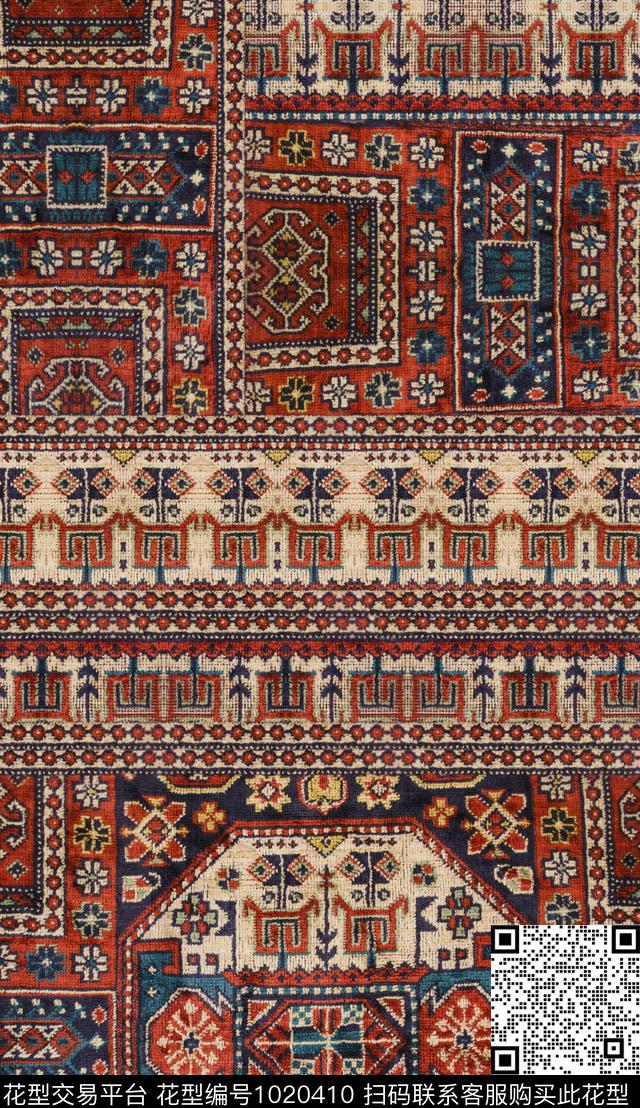 数码华亿平台民族风定位花数码印花华亿平台下载（图片编号: 1020410） - 瓦栏（Walan）