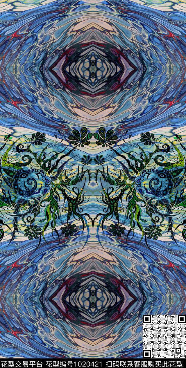 几何定位几何色彩鲜明数码印花华亿平台下载（图片编号: 1020421） - 瓦栏（Walan）