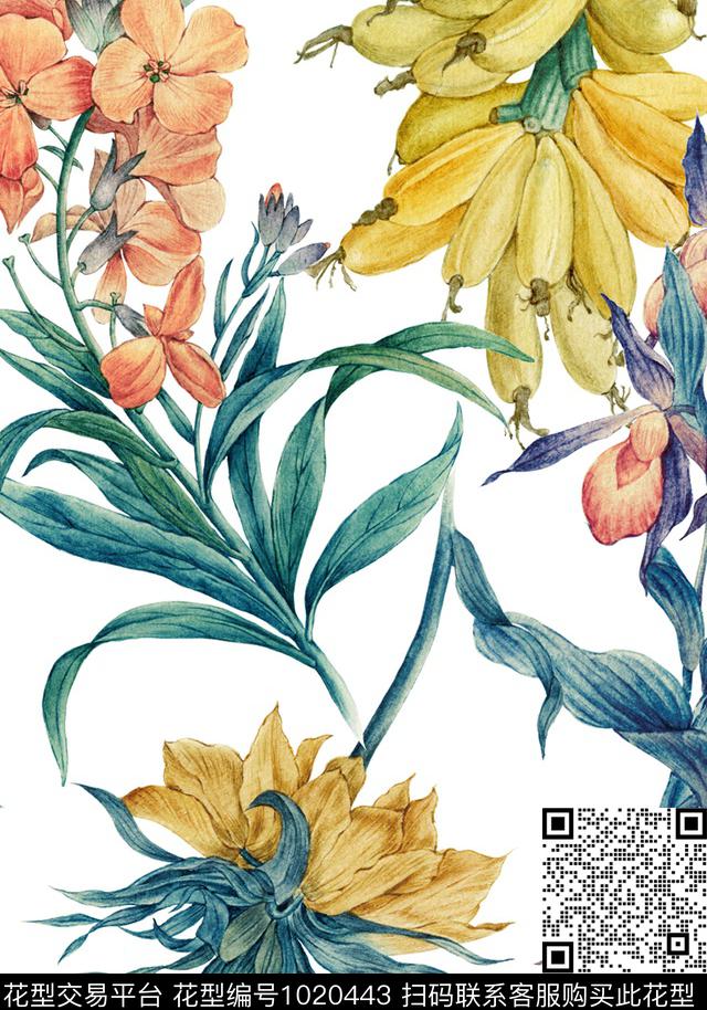 花卉水果热带华亿平台数码印花华亿平台下载（图片编号: 1020443） - 瓦栏（Walan）