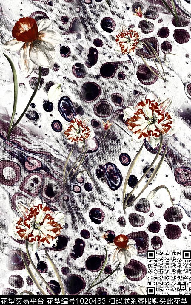 数码华亿平台花卉复古数码印花华亿平台下载（图片编号: 1020463） - 瓦栏（Walan）