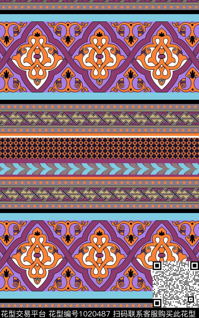 条纹民族风部落风传统印花华亿平台下载（图片编号: 1020487） - 瓦栏（Walan）