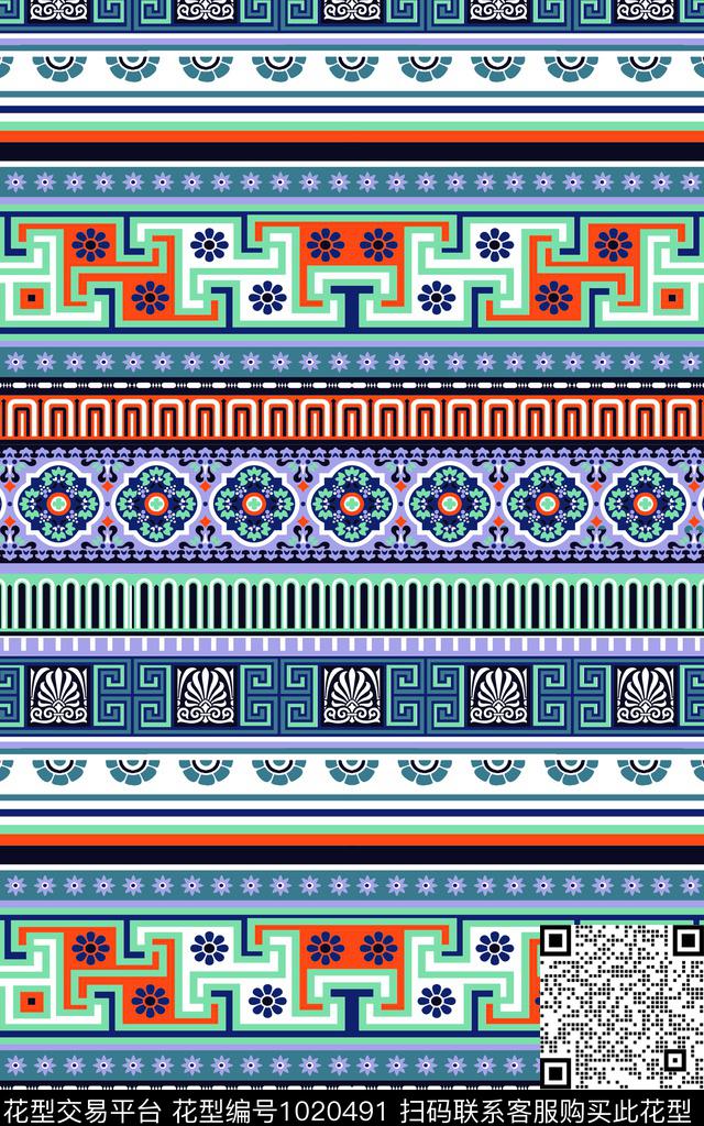 民族风几何部落风传统印花华亿平台下载（图片编号: 1020491） - 瓦栏（Walan）