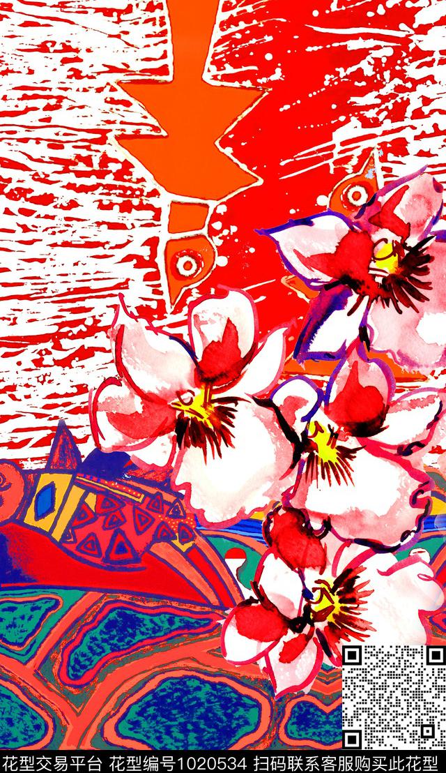 数码华亿平台定位花复古数码印花华亿平台下载（图片编号: 1020534） - 瓦栏（Walan）