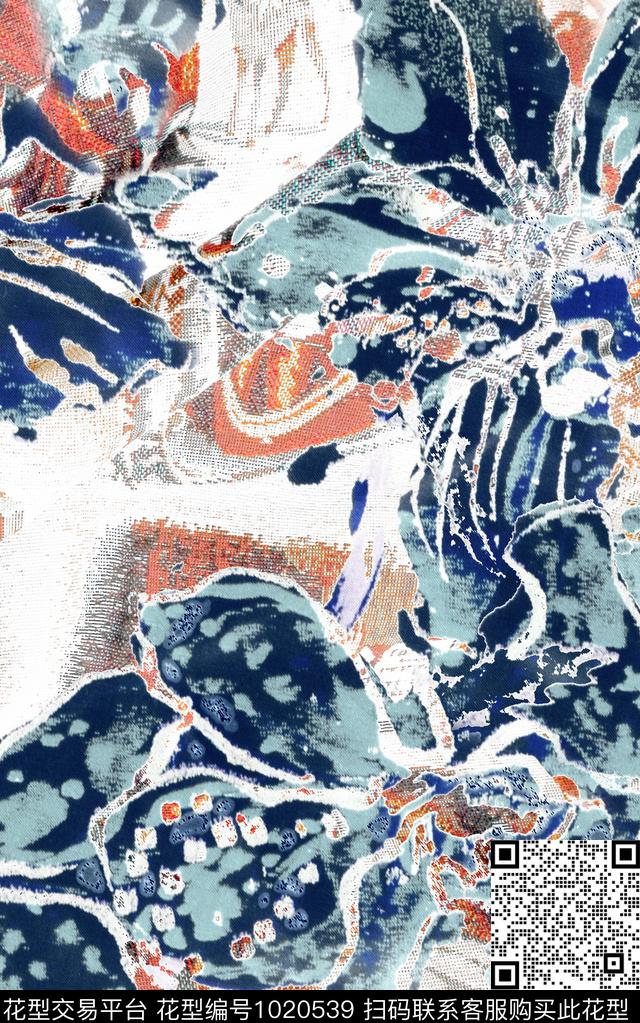 数码华亿平台线条花卉数码印花华亿平台下载（图片编号: 1020539） - 瓦栏（Walan）