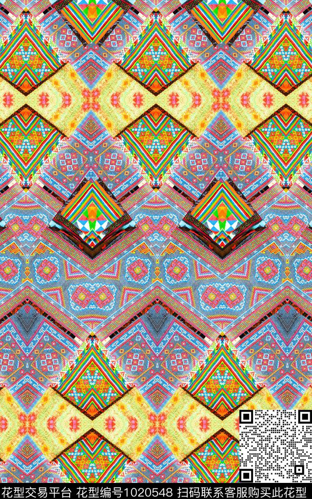 民族风花卉复古数码印花华亿平台下载（图片编号: 1020548） - 瓦栏（Walan）