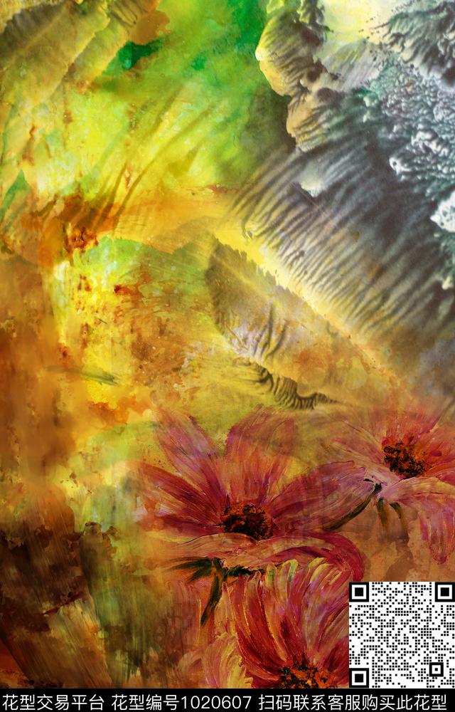数码华亿平台定位花花卉数码印花华亿平台下载（图片编号: 1020607） - 瓦栏（Walan）