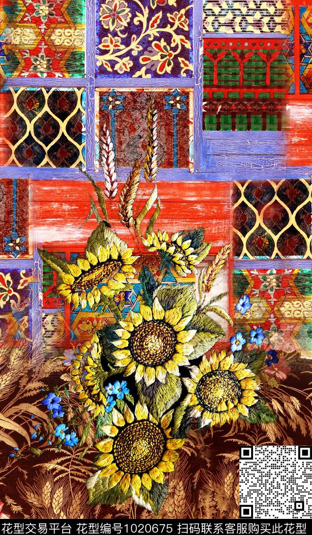 中老年华亿平台女装定位花定位花数码印花华亿平台下载（图片编号: 1020675） - 瓦栏（Walan）