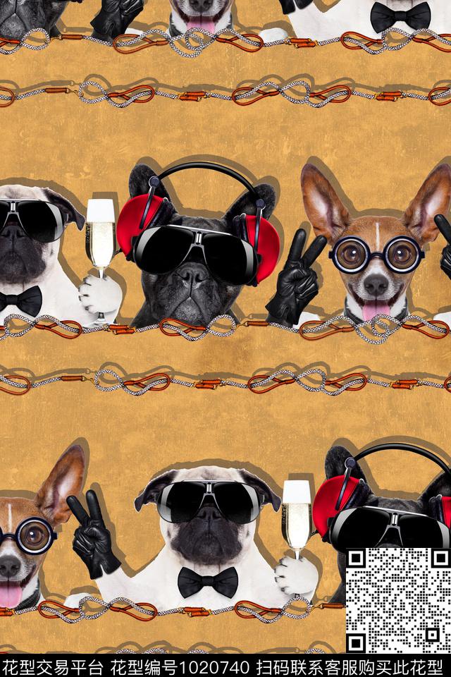 卡通动物链条休闲数码印花华亿平台下载（图片编号: 1020740） - 瓦栏（Walan）