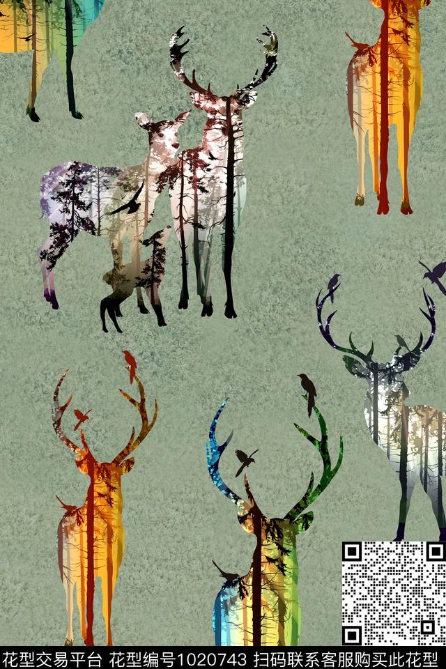 条纹鹿休闲数码印花华亿平台下载（图片编号: 1020743） - 瓦栏（Walan）