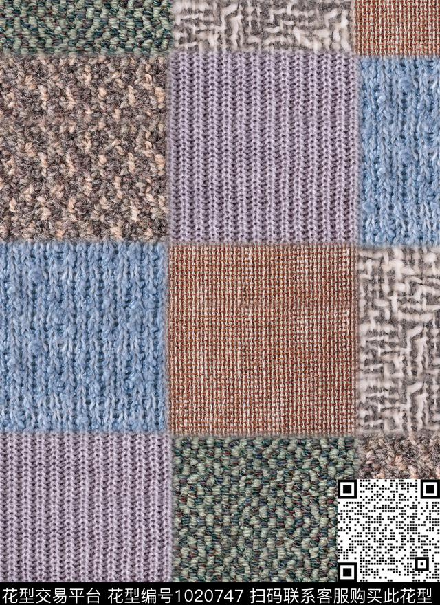 格子几何毛线数码印花华亿平台下载（图片编号: 1020747） - 瓦栏（Walan）