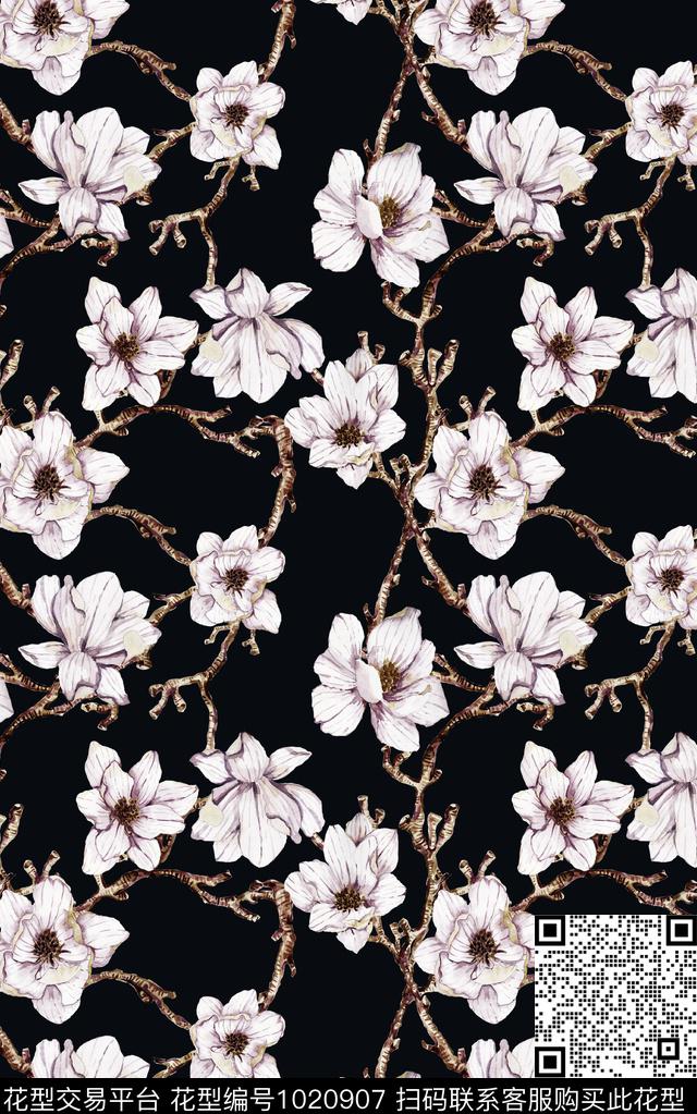 数码华亿平台花卉大牌风数码印花华亿平台下载（图片编号: 1020907） - 瓦栏（Walan）