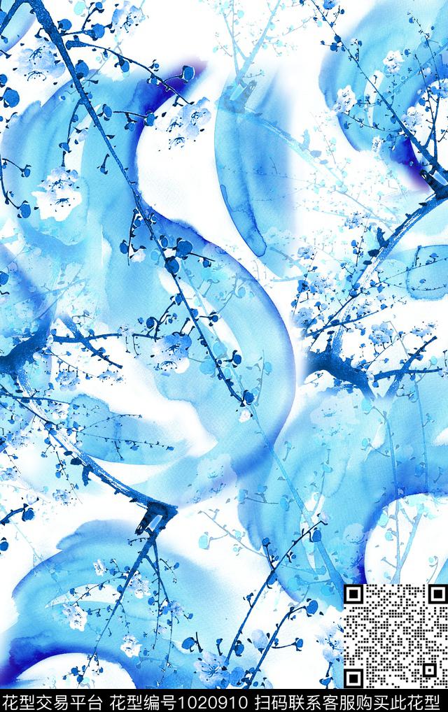 数码华亿平台梅花国画数码印花华亿平台下载（图片编号: 1020910） - 瓦栏（Walan）