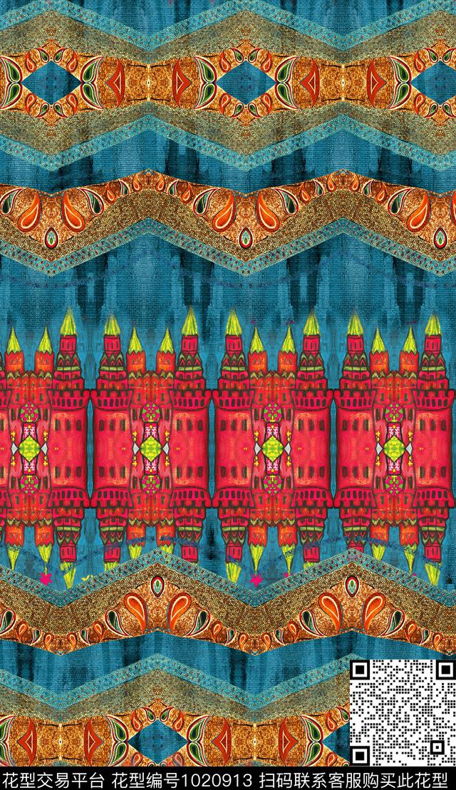 数码华亿平台民族风定位花数码印花华亿平台下载（图片编号: 1020913） - 瓦栏（Walan）