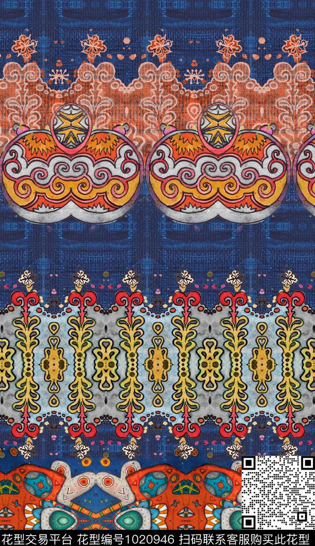 数码华亿平台民族风定位花数码印花华亿平台下载（图片编号: 1020946） - 瓦栏（Walan）