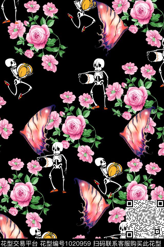 数码华亿平台玫瑰花花卉蝴蝶数码印花华亿平台下载（图片编号: 1020959） - 瓦栏（Walan）