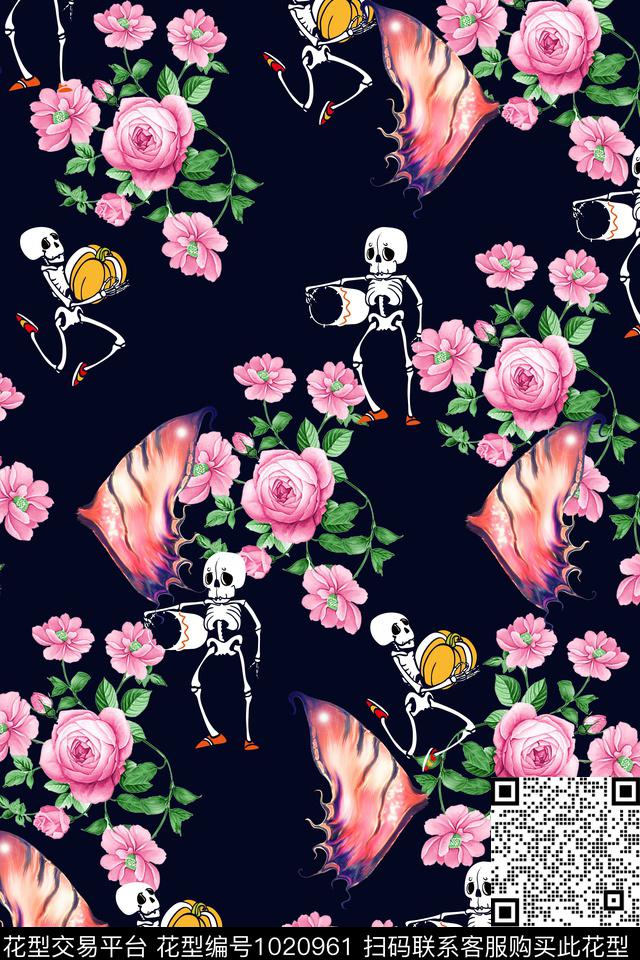 数码华亿平台玫瑰花花卉蝴蝶数码印花华亿平台下载（图片编号: 1020961） - 瓦栏（Walan）