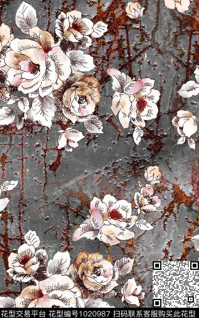 数码华亿平台小碎花线条数码印花华亿平台下载（图片编号: 1020987） - 瓦栏（Walan）