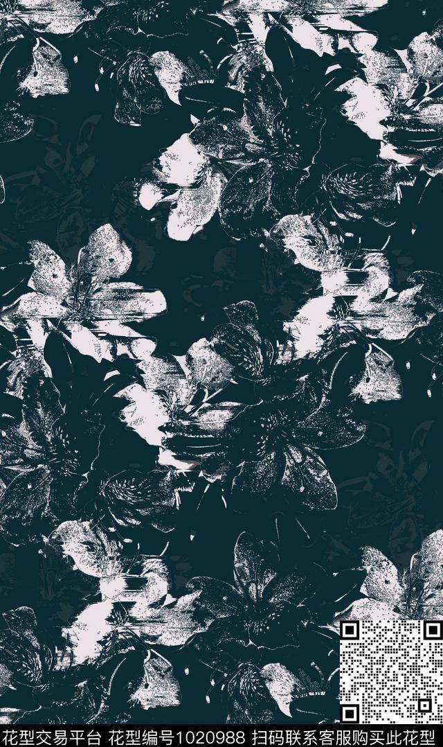 抽象花卉创意肌理传统印花华亿平台下载（图片编号: 1020988） - 瓦栏（Walan）